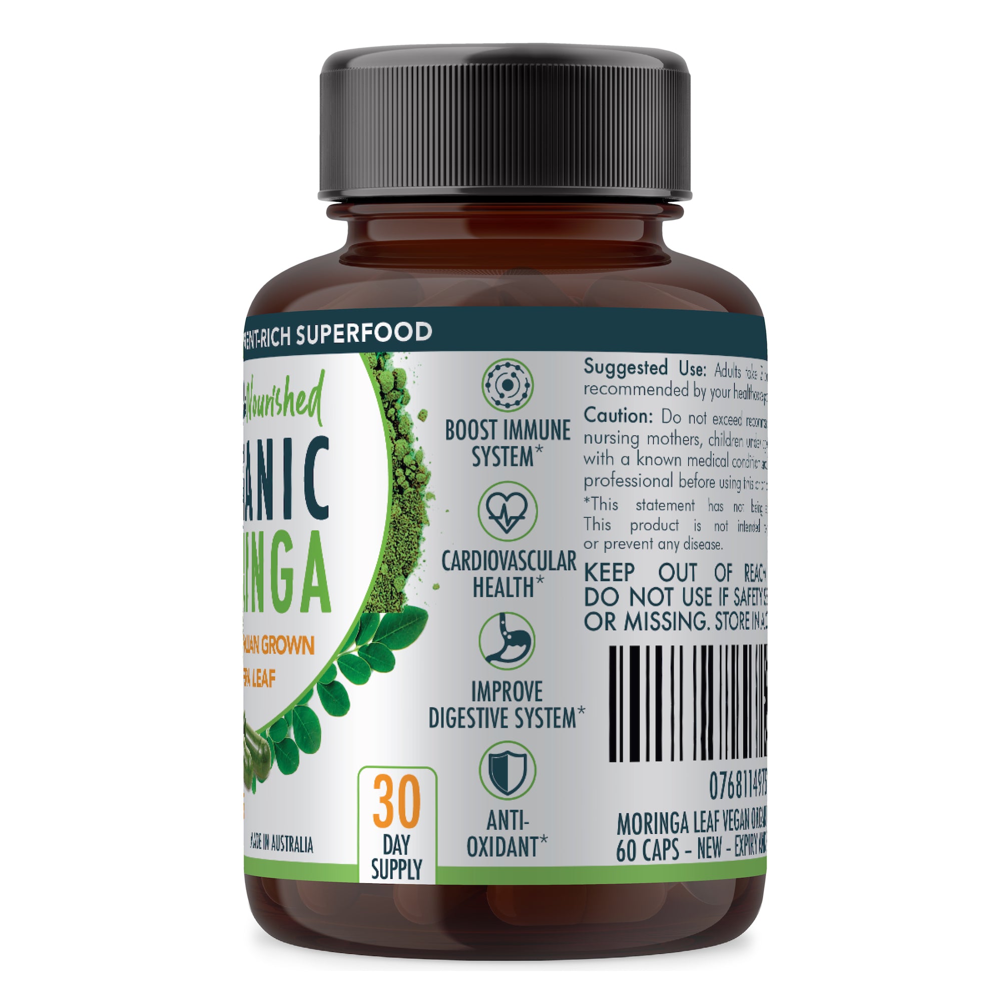 VALUE BUNDLE: Organic Pure Moringa Leaf Capsules - Australian Grown - 2 x 60 Vegan Capsules (2 Months Supply) - Image 6