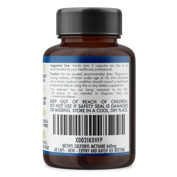 Pure MSM Capsules - Methyl Sulfonyl Methane - (660mg), 60 Vegan Capsules/1 Month - Image 4